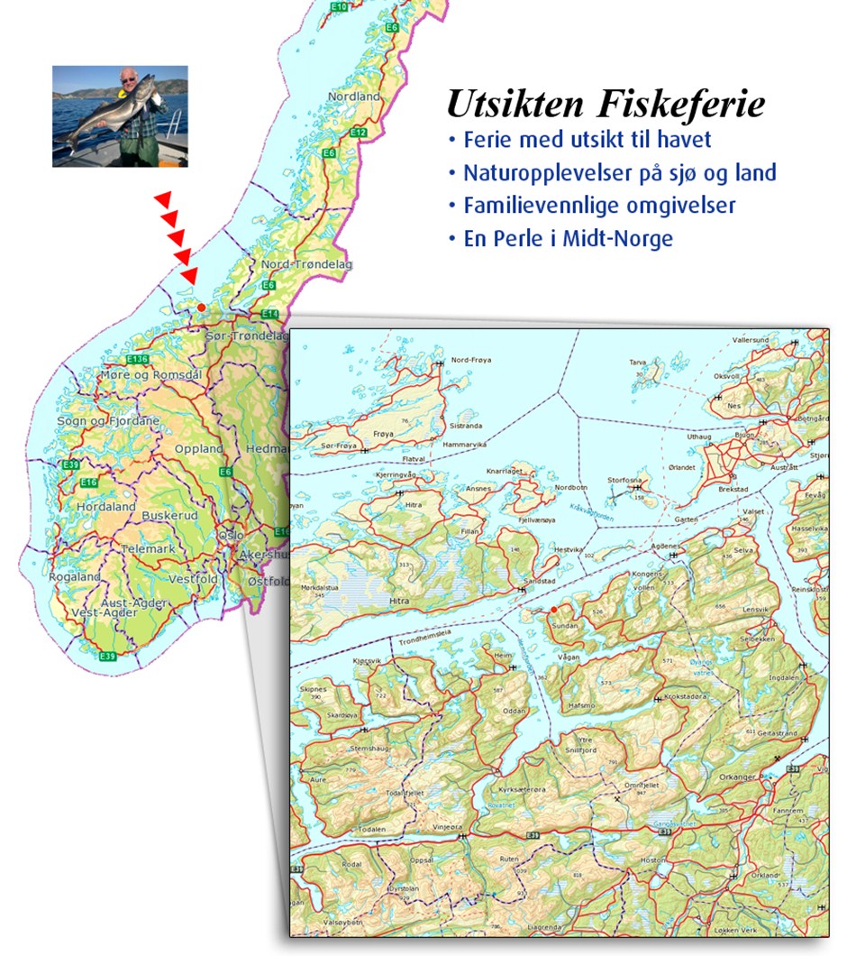 Kart over Midt-Norge